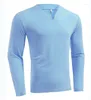 Mäns T-skjortor Sports T-shirt Män 2023 Spring och Autumn Fashion Versatile Solid Elastic Long Sleeve V-Neck Pullover Losk Tops of Man