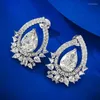 Stud Earrings Fashion Brilliant Pear Shaped Water Drops 8 12m Flower Cut High Carbon Diamond For Women