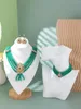 Ensemble de boucles d'oreilles et collier, bijoux de mariage marocains, perles en pierre verte naturelle faites à la main pour mariée, Caftan plaqué or