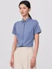 Kvinnor Bluses Women Office Lady Light Strech Summer Short Sleeve Dress Skjorta utan Pocket Hidden Buttons Packet Slim-Fit Easy Care