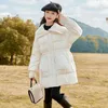 Down Coat Wool Collar Jacket Girls 'Winter Clothing 2023 Solid Color Korean Style White Duck Children's Mid-Längd Bread Coa