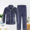 Mannen Nachtkleding 2024 Pamas Winter Dikke Drielaags Flanel Katoenen Jas Plus Size Set Stand Kraag Losse Pluche homewear