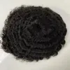 Perucas 12mm afro onda cabelo humano peças 8x10 peruca completa do laço para homens negros cor preta russo virgem remy hairpieces afro-americanos