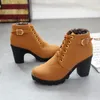 Botas de talla grande 42 tobillo Mujer plataforma tacones altos Bota femenina Zapatos con hebilla tacón grueso Botas cortas Para mujeres 2023