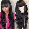 Wigs Body Wave Wigs With Bang Full Machine Made Wig Body Wave Wigs Peruvian Body Wave Human Hair Wigs With Bangs