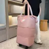 Duffel Bags Dobrável Bagagem Saco de Consignação Leve com Rodas Grande Capacidade Oxford Pano Seco-Molhado Separação Viagem de Negócios