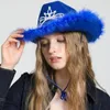 Береты Ковбойская шляпа с меховой отделкой Вестерн Джаз Вечеринка Фетровая женщина Девушка-ковбой