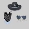 Berretti Cappello da cowboy Occhiali Bandana Set Cappello da cowgirl Bandana Cappello da addio al nubilato Cappello da sposa