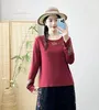 Abbigliamento etnico 2023 T-shirt tradizionale cinese Fiore nazionale ricamo Foderato in pile Camicia Hanfu Top Retro O-Collo Base