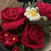 Wedding Flowers Rose Post Office Artificial Fabric Needlework Bridesmaid Bouquet Mariage Knitted Flower Hand Woven For Lovers