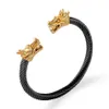 Bangle Cable Wire rostfritt stål Dragon Armband Black Jewelry Fashion Viking Men armband manschettkvinnor227g
