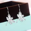 Boucles d'oreilles pendantes en argent Sterling 925, bijoux à la mode, libellule en cristal, pour femme, ami, cadeaux de fête de mariage