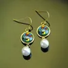 hundertwasser village series drop earrings 18k goldplated enamel earring for woman top quality pearl earrings for a gift283s