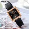 Montres-bracelets SANDA 1068 Femmes Square Sport Montres Mode Bracelet En Cuir Analogique Quartz Montre-Bracelet Grand Cadran Vintage Élégant Dames Reloj Muje