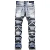 Men Jeans Letter Star AM tiny spot Men Embroidery Patchwork Ripped Sexy Romantic Wild Motorcycle Pant Mens AM3730-00 size 29-38