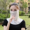 Bandanas ansiktsmask Floral Sunscreen Veil Silk Driving Womne Halsring Summer Gini