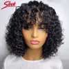 Perruques de cheveux humains courts Pixie Bob Cut avec frange Jerry Curly perruque sans colle mettre en évidence la vague d'eau de miel perruques de couleur blonde pour les femmes 231229