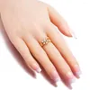 Cluster Rings 2023 Classic Austrian Crystal Stone Cute Romantic Lovely Clear Flower Gold Color Jewelry Wholesa