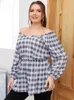 T-Shirt TOLEEN Günstige Ausverkaufspreis Outfits Mode Plaid Frauen Große Plus Größe Tops 2022 Frühling Langarm Oversize T-shirt Kleidung