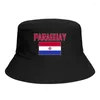 Berets PARAGUAI Bandeira Bucket Chapéus Imprimir Cool Fãs Sun Shade Simples Clássico Ao Ar Livre Verão Pescador Caps Pesca Cap