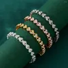 Bracelets à maillons de luxe en cristal de zircone cubique pour femmes et hommes, couleur or et argent, chaîne, bijoux cadeaux