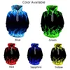 Erkek Hoodies Fashion Fire 3D Baskı Jumper Uzun Kollu Sokak Giyim Baggy Kapüşonlu Sweatshirt Kazak Üstler Kapşon Giysiler