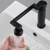 Robinets d'évier de salle de bains, mitigeur rotatif à 360 degrés, robinet de lavabo noir mat avec 2 modes de pulvérisation, ménage et froid