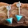 Dangle Earrings Vintage Triangle Green Purple Resin For Women Bohemia Personality Arrow Long Drop Jewelry Wholesale D491