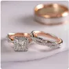 Charm Couple Rings Men Stainless Steel Rings Rhinestones Zircon Women Wedding Band Rings Set Valentine Day Jewelry311s