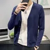 Pulls pour hommes Vêtements col en V bleu grande taille pull en tricot mâle couleur unie cardigan cardigan style coréen maletry chauffé x vieux a