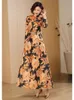 Casual Dresses Spring Autumn Jacquard Runway Long Dress Women Sleeve Evening Full Längd Gorgeous Floral Vintage Slim Fit Robe