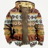 Heren Hoodies Rits Winter Fleece Parka's Etnische Tribal Grafische jas Sweatshirts Bovenkleding Dagelijks Capuchon Overjas met rits