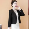 Costumes pour femmes S-4XL Femmes Blazer Veste Courte Dentelle Slim Rétro Printemps Automne Casual Bureau Travail Plus Taille Noir Blanc