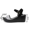 Sandales Petite Grande Taille 32-43 Bling Argent Noir Talons Hauts Chaussures Compensées Femmes Été 2023 Semelle Épaisse Plate-Forme Plage