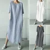 Jurk linnen losse moederschap tops jurken voor zwangere vrouwen geplooide jurk met korte mouwen vestidos outfits zwangerschap kleding plus size