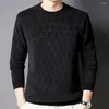 Herrenpullover Herren Herbst Top Rundhals dick warm weich einfarbig Langarmpullover Mittellanger Bodenpullover Männliche Winterkleidung