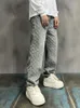 Herr jeans boliyae amerikansk retro jacquard lös raka män breda ben denim byxor high street y2k mode streetwear baggy byxor