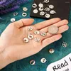 Colares de pingente 24 pcs 304 encantos de aço inoxidável com anel de salto oco liso redondo charme para fazer jóias diy pulseira colar