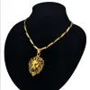 Colliers tête de Lion en or jaune 14 carats pour hommes, pendentif couleur dorée RU, chaîne à maillons chauds, bijoux Punk pour hommes