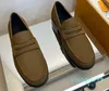 Nouveau Chaussures en cuir formelles pour hommes avec mocassins en une étape velours inversé marron/noir