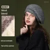 Berets 2023 Autumn Winter Wool Retro Art Painter Cap Windproof Warm Simple Big Head Knitted Versatile Military Hat Wholesale