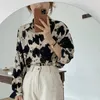 Damenblusen MEXZT Print Button Up Shirts Frauen Koreanischer Umlegekragen Langarm Chiffonbluse Streetwear Fashion Übergroße 3Xl Tops