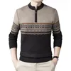 Pulls pour hommes hiver hommes pull vintage rayé tricoté avec fermeture à glissière décor col ras du cou épais pull chaud pour l'automne plus