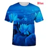 Men's T-skjortor est mode lotus t-shirt med ljust mönster och ny design