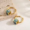 Hoop Earrings Cube Design European And American Fashionable Colorful Eye Jewelry Unique Ladies Stainless Steel