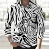 Men's Casual Shirts Luxury Leopard 3D Printed Long Sleeved Shirt Button Down Spring Mens Lapel