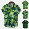 Men's Casual Shirts Mens St. Patricks'S Day Irish Shamrock Full Print Shirt Short Sleeve Lapel Button Tops Hawaiian Daily Streetwear