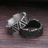 Vintage czarny/stalowy Trójkąt Wiking Pierścień dla mężczyzn Kobiety Nordic 14K biały złoto Odin Valknut Pierścienie Amulet Biżuter