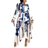 Ethnic Clothing 2024 African Print Dresses For Women Elegant Spring Long Sleeve V-neck Party Evening Maxi Dress Dashiki Africa