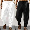 Pantalons pour hommes Hommes Pantalons de survêtement d'été Cordon de serrage Taille élastique en vrac Harem Sports Pantalon de jogging à entrejambe profond Vêtements féminins